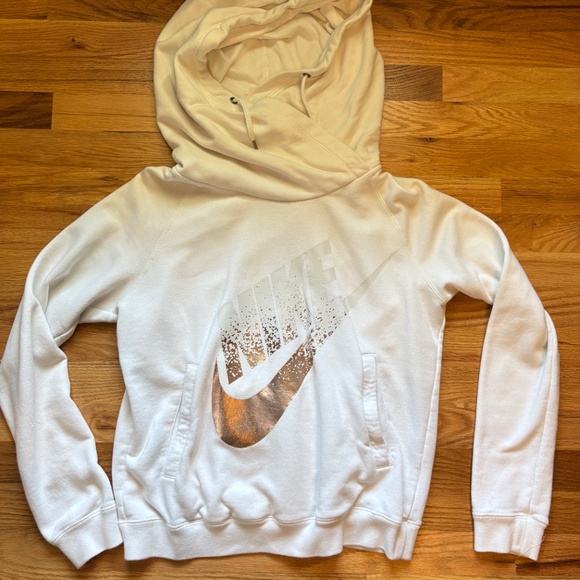 Nike White Rode Glitter Funnel Neck Running Hoodie - Picture 2 of 3